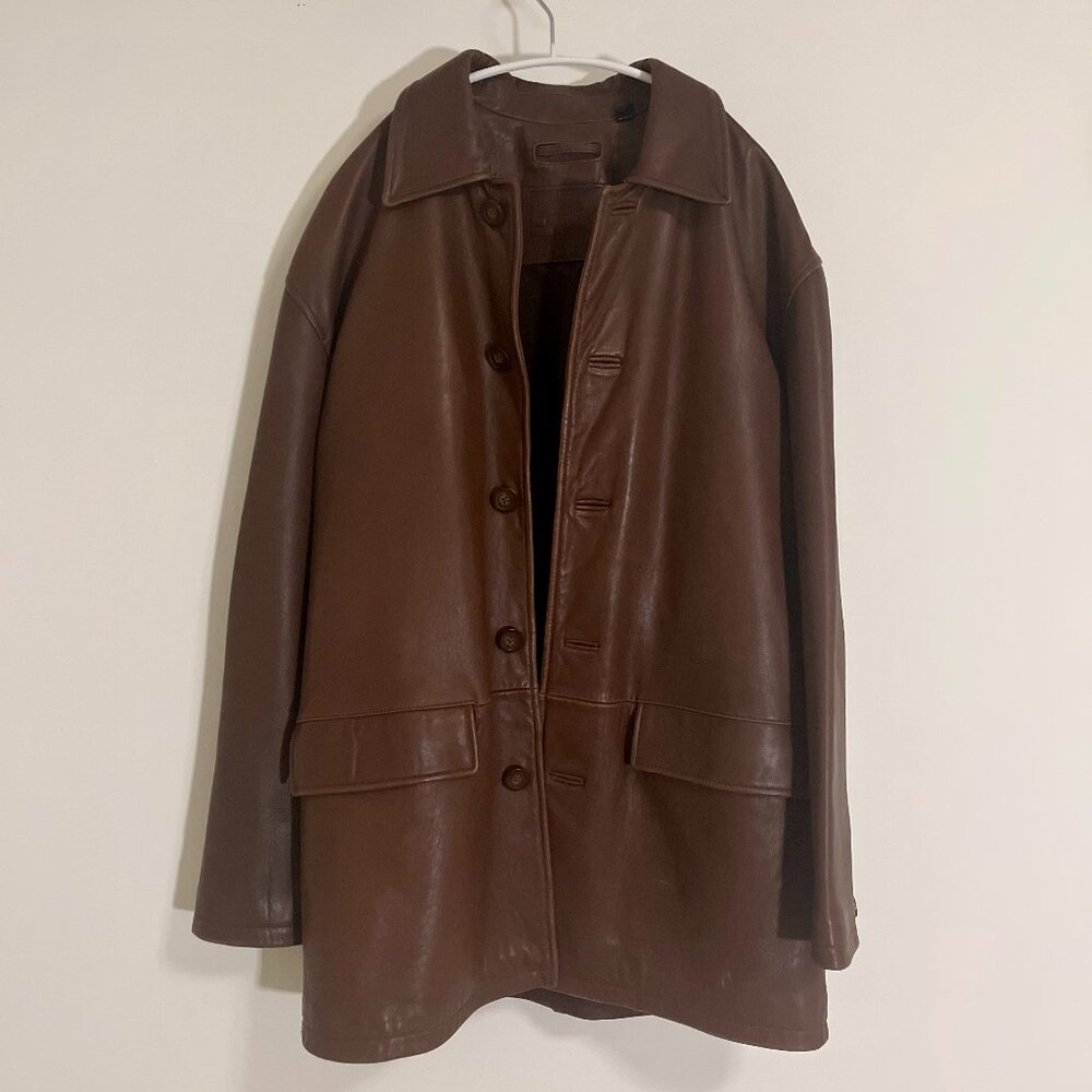 Vintage Oversized Brown Lambskin Leather Jacket